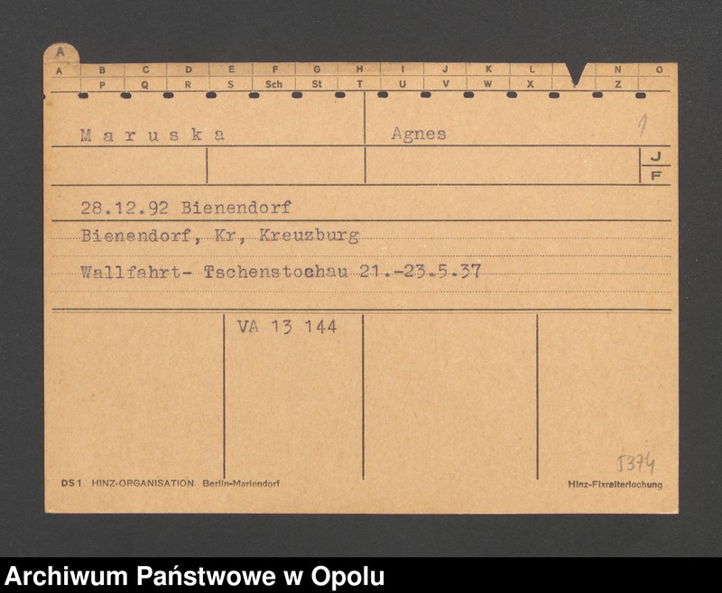 Obraz 3 z jednostki "[Maruska Agnes, ur. 28.12.1892 Bienendorf]"