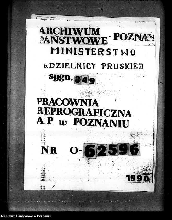 Obraz 1 z jednostki "Sprawy prawne projekty ustaw, rozporządzeń i uzasadnień przedkładanych do aprobaty p. Ministrowi b. Dzielnicy Pruskiej"