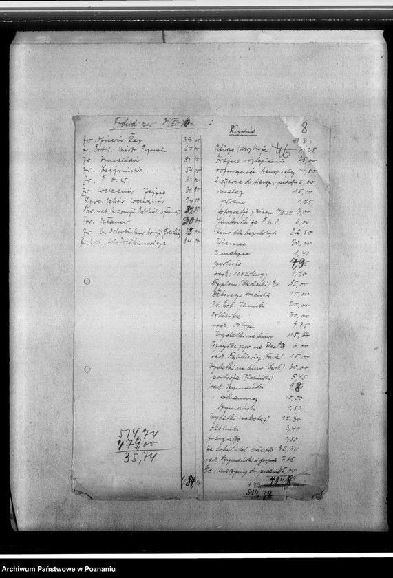 Obraz 14 z jednostki "Sprawy budżetowo-finansowe - zestawienia budżetowe, rachunki, blok kasowy, korespondencja"