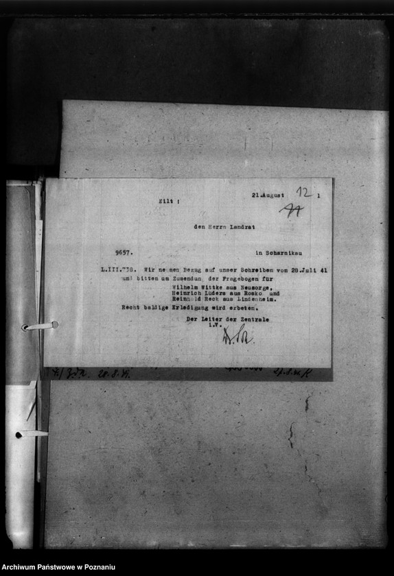 Obraz 16 z jednostki "Kreis Scharnikau (Czarnków). Wykazy miejscowych Niemców, którzy zginęli w 1939 roku - korespondencja"