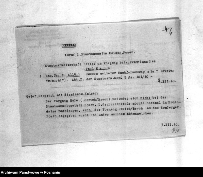 Obraz 10 z jednostki "Korespondencja w sprawie wytoczenia procesów sądowych Polakom, podejrzanym o zabójstwo miejscowych Niemców w 1939roku"
