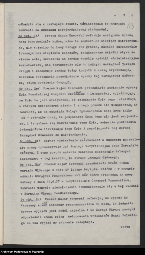 Obraz 16 z jednostki "Protokoły z posiedzeń Zarządu Okręgu Poznańskiego Związku Powstańców Wielkopolskich."