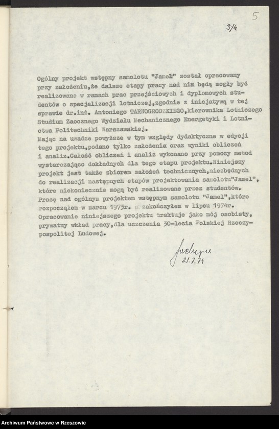 image.from.unit.number "Ogólny projekt ,wstępny "JAMEL" - lekki samolot wielozadaniowy ."