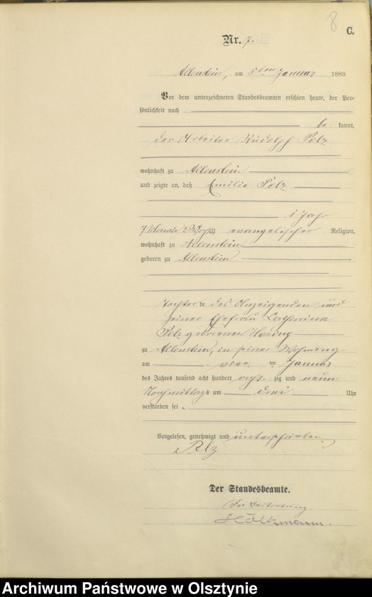 image.from.unit.number "Sterbe-Haupt-Register Tom I,Nr 1 - 302"