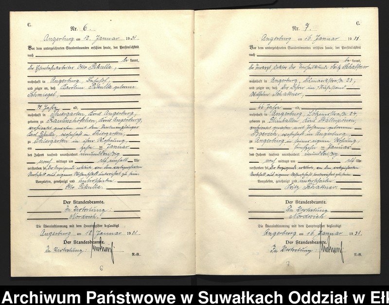 image.from.unit.number "C2. Sterbe - Register (Neben - Register) Standesamt Angerburg Ostpr. einschl. der Standesamtsbezirk Gross Strengeln, Kehlen und Prinowen"