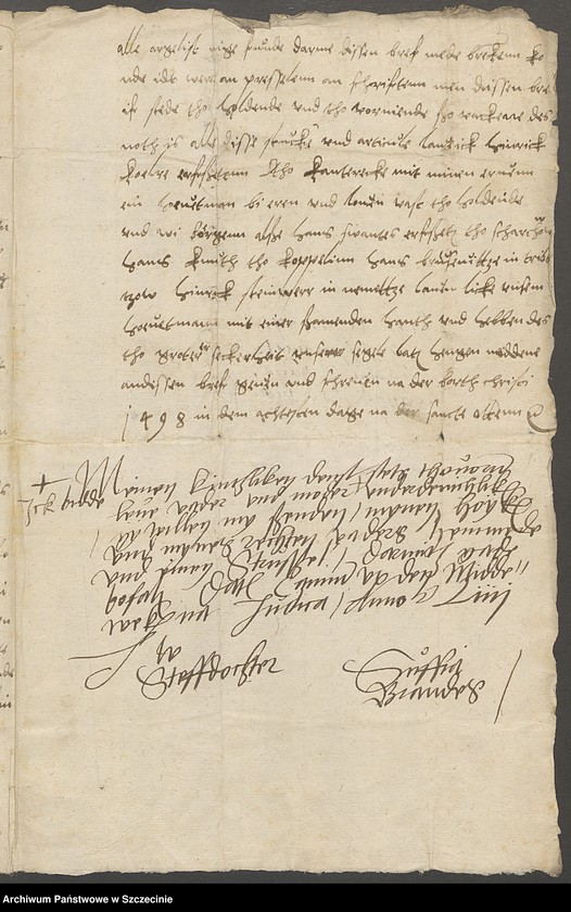 image.from.unit.number "Verkaufsbrief des Hinrich Koeller zu Kantreck [Łoźnica] an die Witwe des Bernd Plossen über Pachtgelder zu Schwanteshagen [Świętoszewo]."