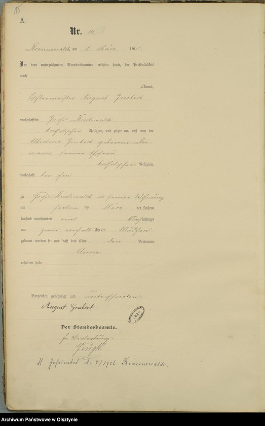 image.from.unit.number "Geburts-Haupt-Register Nr 1 - 72"