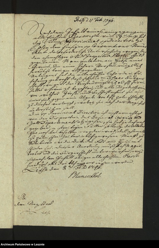 Obraz 12 z jednostki "[Akta in Bezug auf die von der Südpreussischen Provinzialzoll und Konsumtionssteuerdirektion in Posen an das allhiesige Zoll und Konsumtionssteueramt erlassene Zirkularverfügung]"