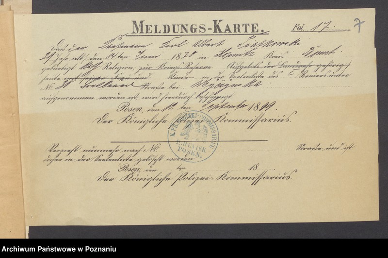 Obraz 9 z jednostki "Die von den Verlobten beigebrachten Urkunden zur Eheschliessung pro 1899"