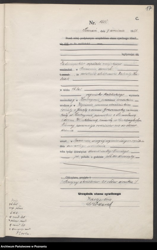 Obraz 19 z jednostki "Księga miejscowa zgonów tom IV [Rejestr główny zgonów]"