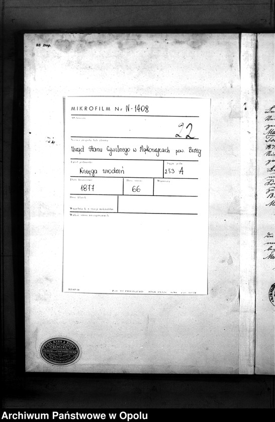 image.from.unit.number "Geburts-Neben-Register des Standesamts Mangschütz Kr.[eis] Brieg pro 1877"