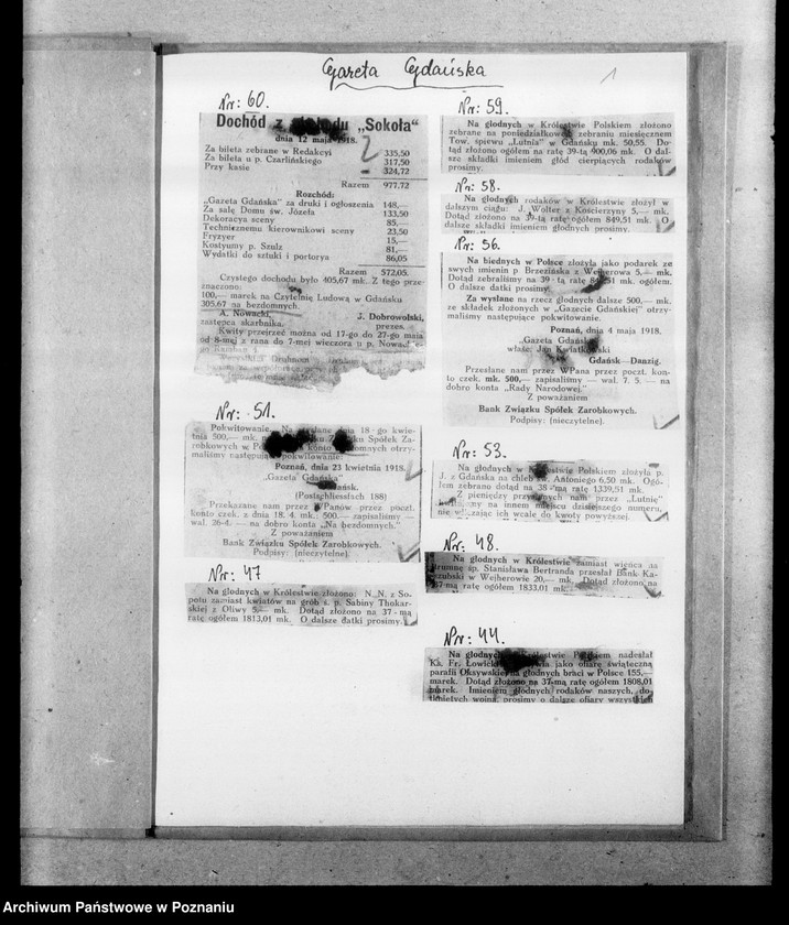 Obraz 5 z jednostki "Podziękowania za pomoc materialną dla uchodźców wojennych z Królestwa Polskiego [wycinki prasowe z "Gazety Grudziądzkiej" i "Gazety Gdańskiej"]"