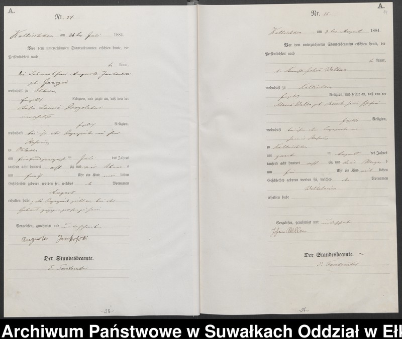 image.from.unit.number "Geburts-Haupt-Register des Königlichen Preussischen Standes-Amtes Kallischken Kreis Johannisburg"