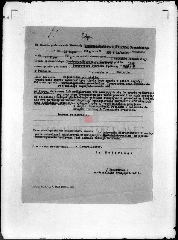 Obraz 18 z jednostki "/Towarzystwo Sportowe Wędkarzy,,Warta" w Poznaniu/"