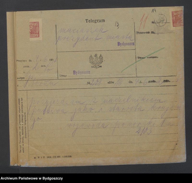 image.from.unit.number "Przyjęcie Naczelnika Państwa [Józefa Piłsudskiego] w Bydgoszczy [w dniach 6. i 7.06.1923 roku]"
