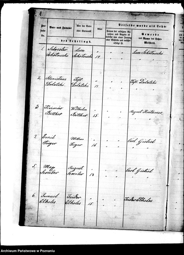 Obraz 5 z jednostki "Buch zur Eintragung der Lehrlinge und Gesellen für die Innung des Böttchergewerks."