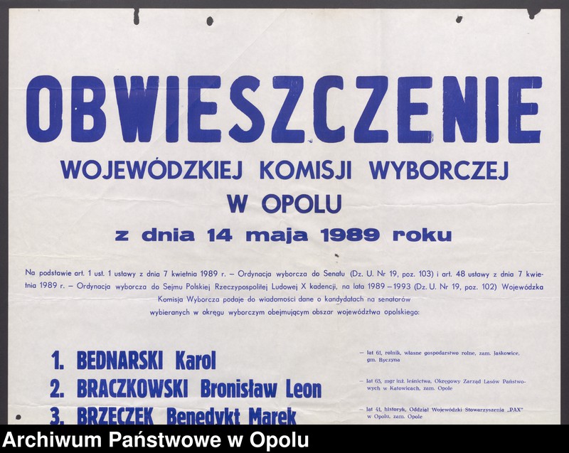 Obraz 13 z jednostki "Wybory do Sejmu i Senatu [-obwieszczenia wyborcze]"