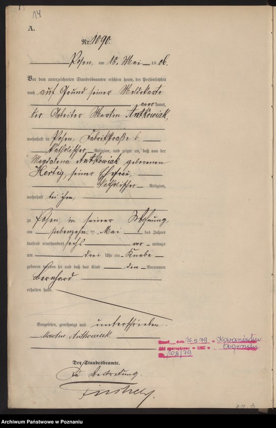 Obraz 16 z jednostki "Księga miejscowa urodzeń tom III"