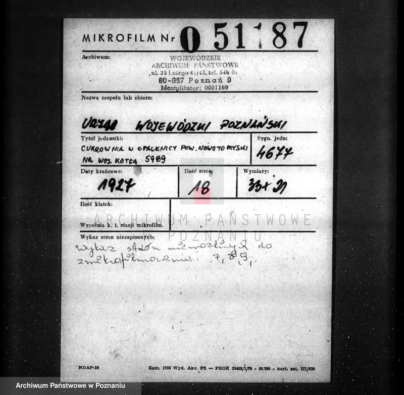 Obraz 20 z jednostki "Cukrownia w Opalenicy, pow. nowotomyski nr woj. 5989"