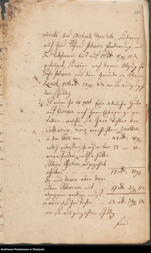 image.from.unit.number "In S. [Sachen] der Wittwe des verstorbenen Andreas Dembski Anna geb. [geborene] Sbilitzkin/ Zbilitzkin wegen der ihrem leibl. [leibliche] Sohn dem Johann Dembski erb und eigenthümlich überlassenen 1 1/2 adel. [adeliche] Hube zu Kl. [Klein] Lentzko [Mały Łęck]"