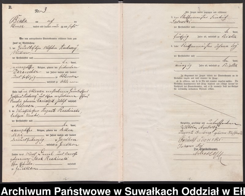 image.from.unit.number "Heiraths-Haupt-Register des Königlichen Preussischen Standes-Amtes Bialla Kreis Johannisburg"