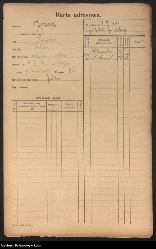 Obraz 8 z jednostki "[Spis ludności Łodzi] Janic - Janiszczak"