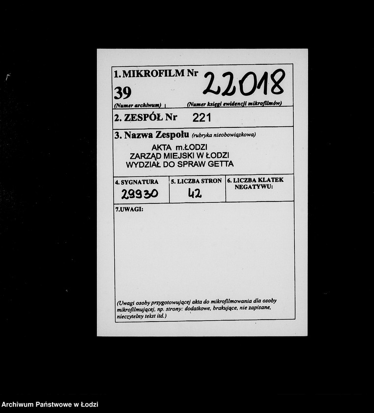 Obraz 2 z jednostki "Gestapo Kulmhof Leslau 400-436 [Kartoteka skonfiskowanego majątku ruchomego u Żydów]"