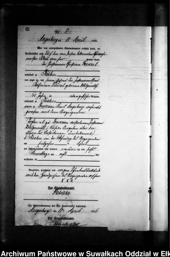 image.from.unit.number "Sterbe-Neben-Register des Preussischen Standes-Amtes Kehlen Kreis Angerburg"