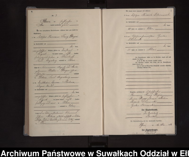 image.from.unit.number "Heiraths-Neben-Register des Königlichen Preussischen Standes-Amtes Orlen Kreis Loetzen"
