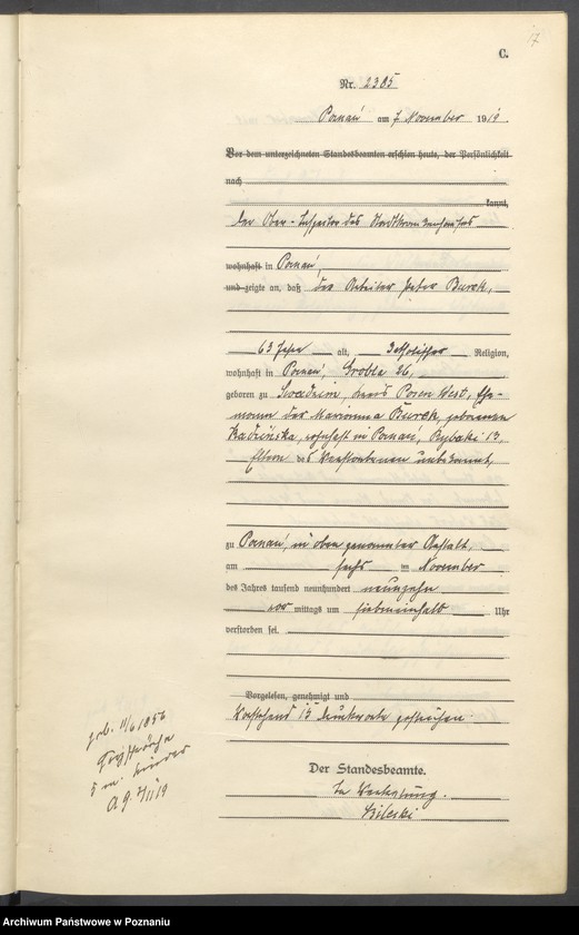 Obraz 19 z jednostki "Księga miejscowa zgonów tom VI [Rejestr główny zgonów]"