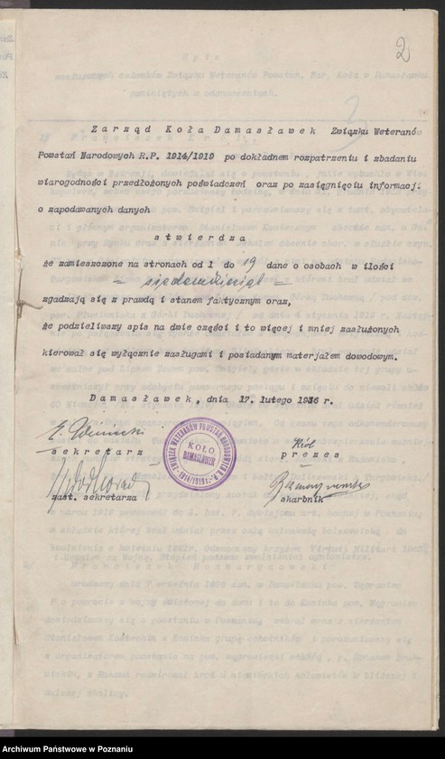 Obraz 4 z jednostki "Koło Damasławek, powiat Wągrowiec, członkowie Związku Powstańców Wielkopolskich którzy zasługują na odznaczenia."