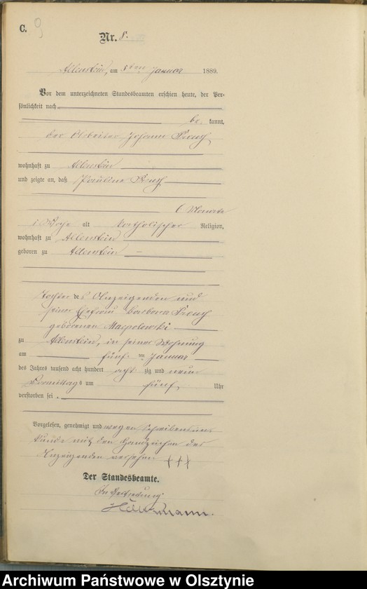 image.from.unit.number "Sterbe-Haupt-Register Tom I,Nr 1 - 302"