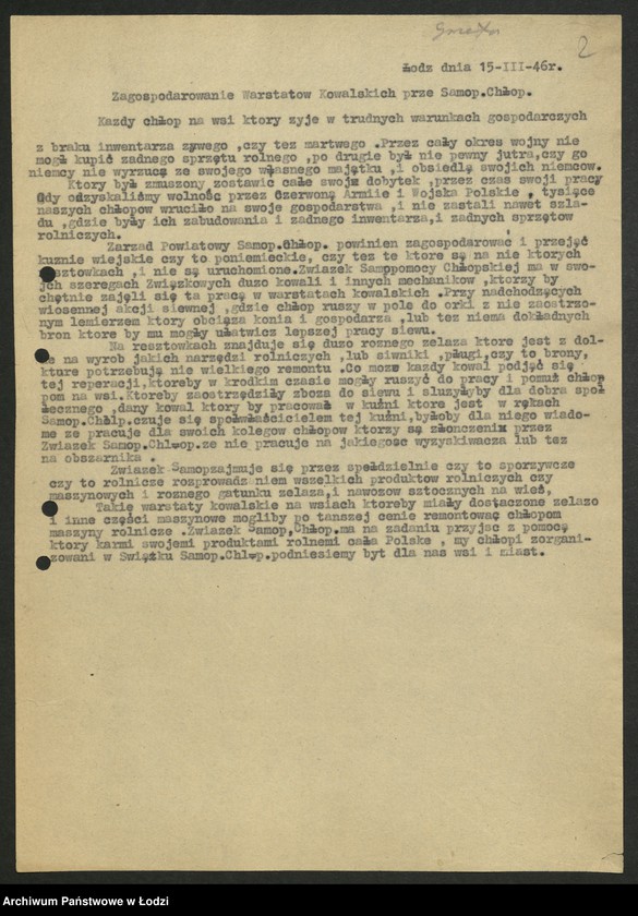 Obraz 3 z jednostki "Związek Samopomocy Chłopskiej - sprawozdania [wydziałów, instruktorów, referatów i Prezydium] Zarządu Wojewódzkiego"