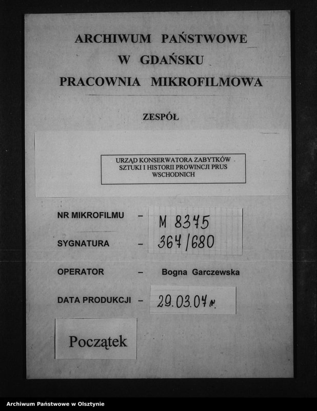 Obraz 1 z jednostki "[Inwentaryzacja zabytków w powiecie Kętrzyn] Orte Leunenburg-Fotes"