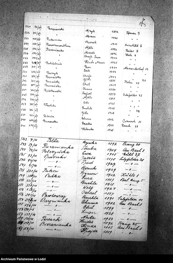 Obraz 17 z jednostki "[Wykazy imienne Żydów wysiedlonych z getta łódzkiego]"