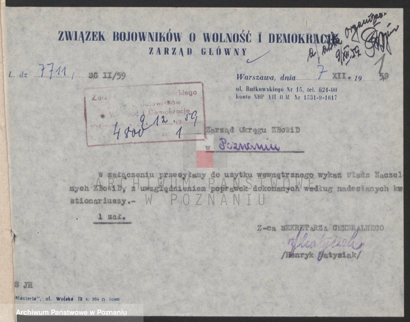 Obraz 6 z jednostki "Wykazy władz naczelnych Związku Bojowników o Wolność i Demokrację."