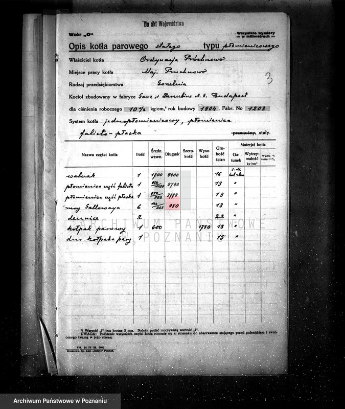 Obraz 7 z jednostki "Gorzelnia majątku Próchnowo pow. chodzieski zatwierdzenie kotła parowego"