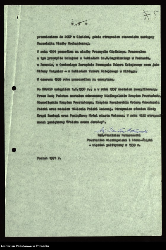 Obraz 17 z jednostki "Życiorys i wspomnienia inż. Stanisława Matuszewskiego powstańca wielkopolskiego i śląskiego."