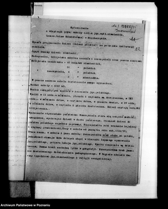 Obraz 16 z jednostki "Prywatna Szkoła Powszechna z niemieckim językiem nauczania w Mięcierzynie powiat Żnin"