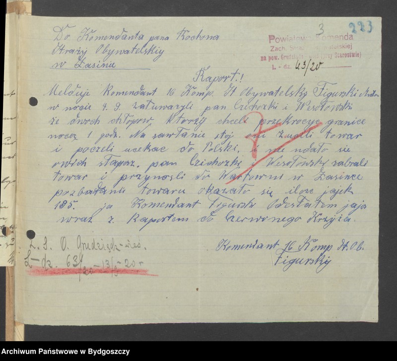image.from.unit.number "[Raporty, sprawozdania, zaświadczenia, akta personalne Powiatowej Komendy Zachodniej Straży Obywatelskiej na powiat Grudziądz-Wieś]"