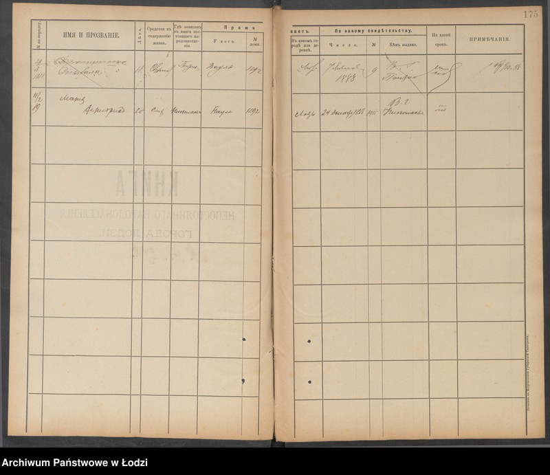 Obraz 9 z jednostki "[Księga ludności niestałej m. Łodzi nr domu 1298-1314]"