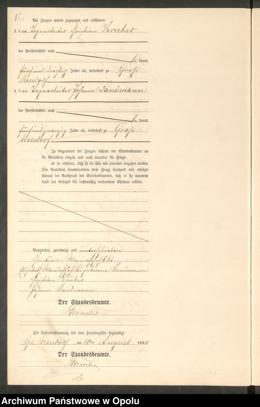 image.from.unit.number "Heiraths-Neben-Register Standes-Amt Gross Neudorf 1890"