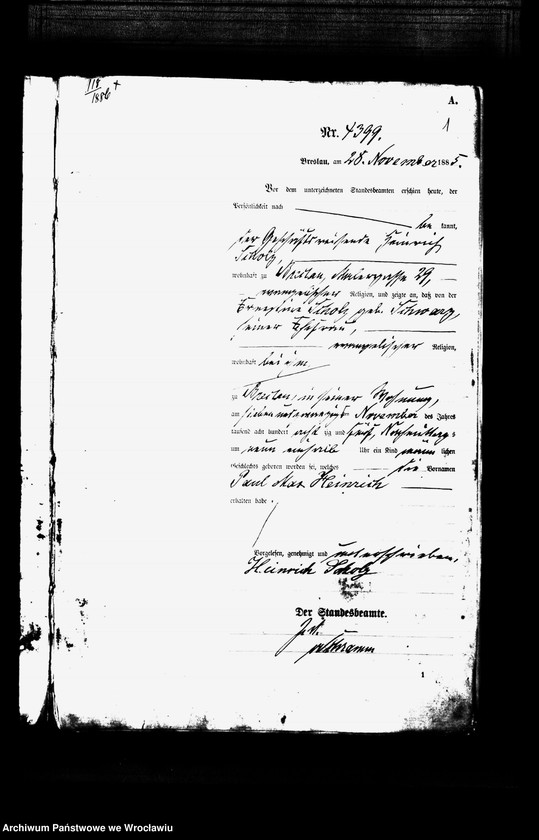 image.from.unit.number "Geburts-Haupt-Register Breslau I 1885 Band 12"