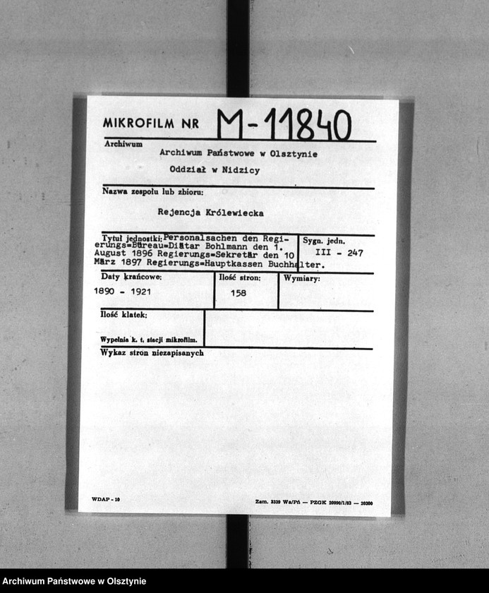image.from.unit.number "Regierungs-Büreau-Diätar Bohlmann [Johann] den 1. August 1896 Regierungs-Sekretär den 10. März 1897 Regierungs-Hauptkassen Buchhalter"