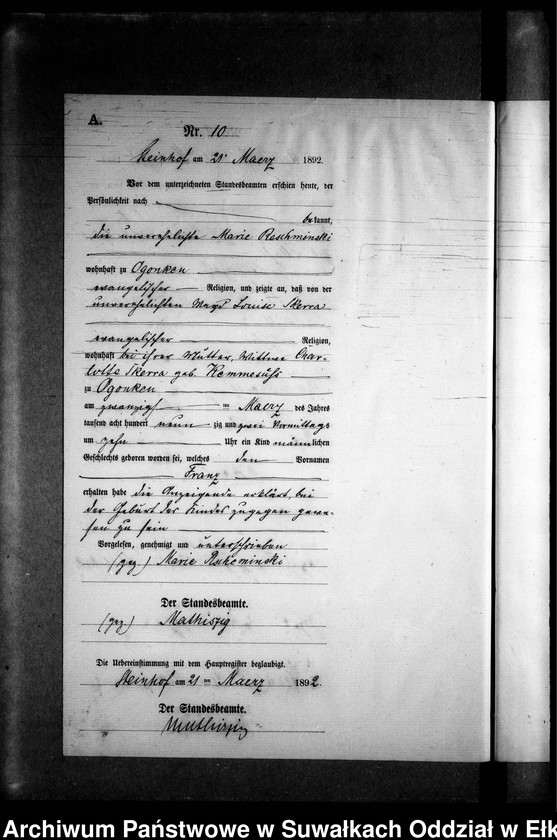 image.from.unit.number "Geburts-Neben-Register des Preussischen Standes-Amtes Gr. Strengeln Kreis Angerburg"