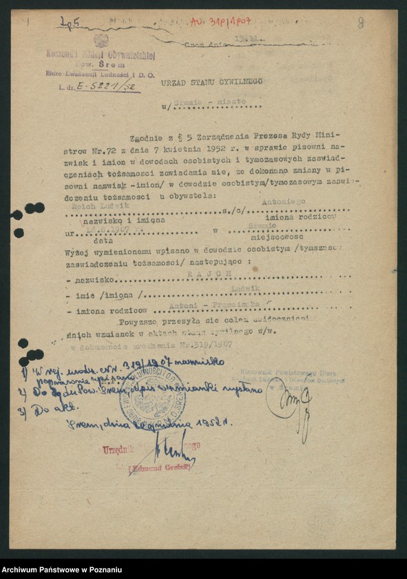 Obraz 11 z jednostki "Akta zbiorowe rejestracji stanu cywilnego do księgi urodzeń z roku 1907"