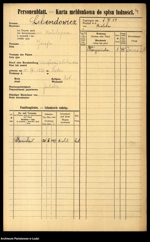 Obraz 6 z jednostki "[Spis ludności Łodzi] Lebendiger - Löffler"