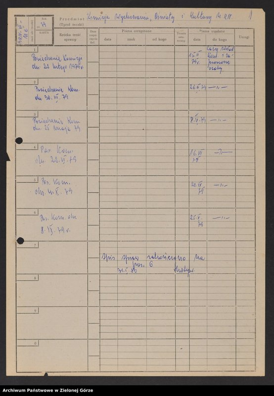 image.from.unit.number "Protokóły z posiedzeń Komisji Wychowania, Oświaty i Kultury Wojewódzkiej Rady Narodowej w Zielonej Górze; Nr 19 - 24"