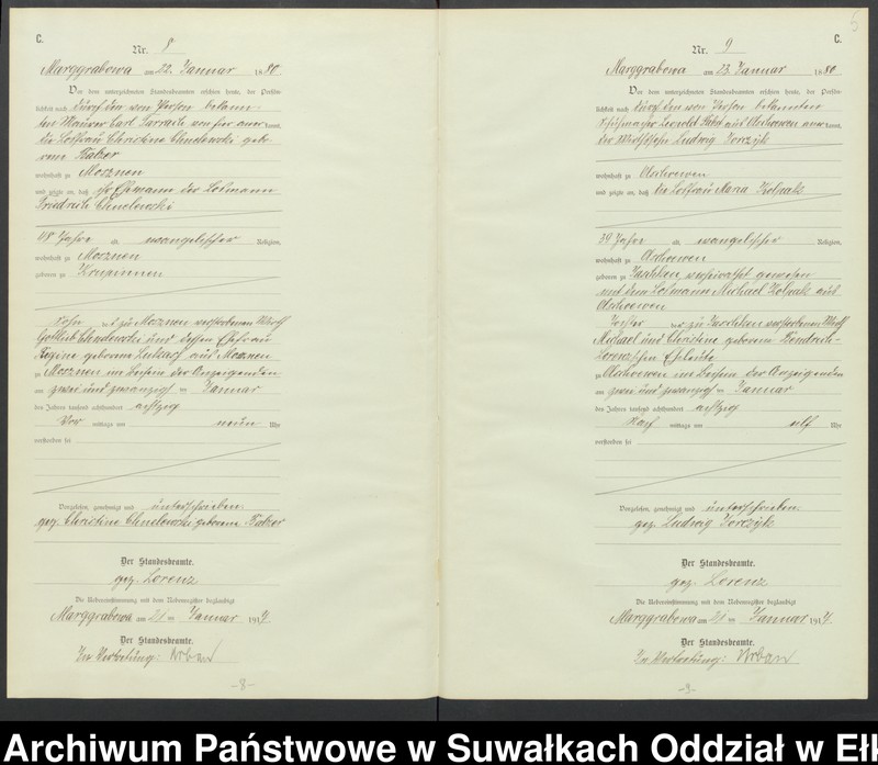 image.from.unit.number "C1.Sterbe-Register (Haupt-Register)Standesamt Marggrabowa Landbezirk vol. I No.1 bis 205"