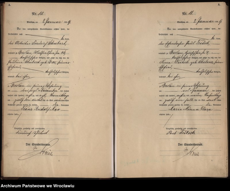 image.from.unit.number "Geburts-Haupt-Register Breslau I 1889 Band 1"